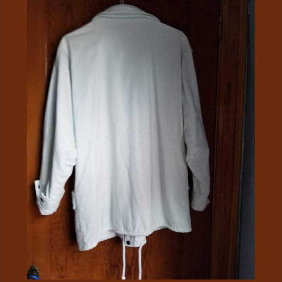 Rare, vintage 80s, pale green, cotton jacket, epaulets, pockets, from England - Picture 3 of 8